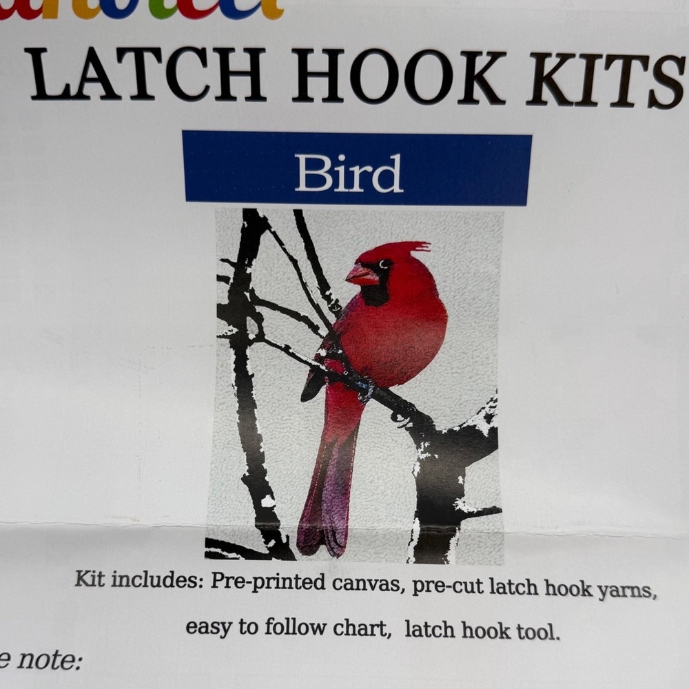 Latch Hook Kit Red Cardinal Bird DIY Rug Making Set 15.5x23.5 Inch New fiber art